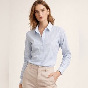 Classic Pinstripe Button-Front Shirt Blue S | As Seen on Cruel Intentions Prime
